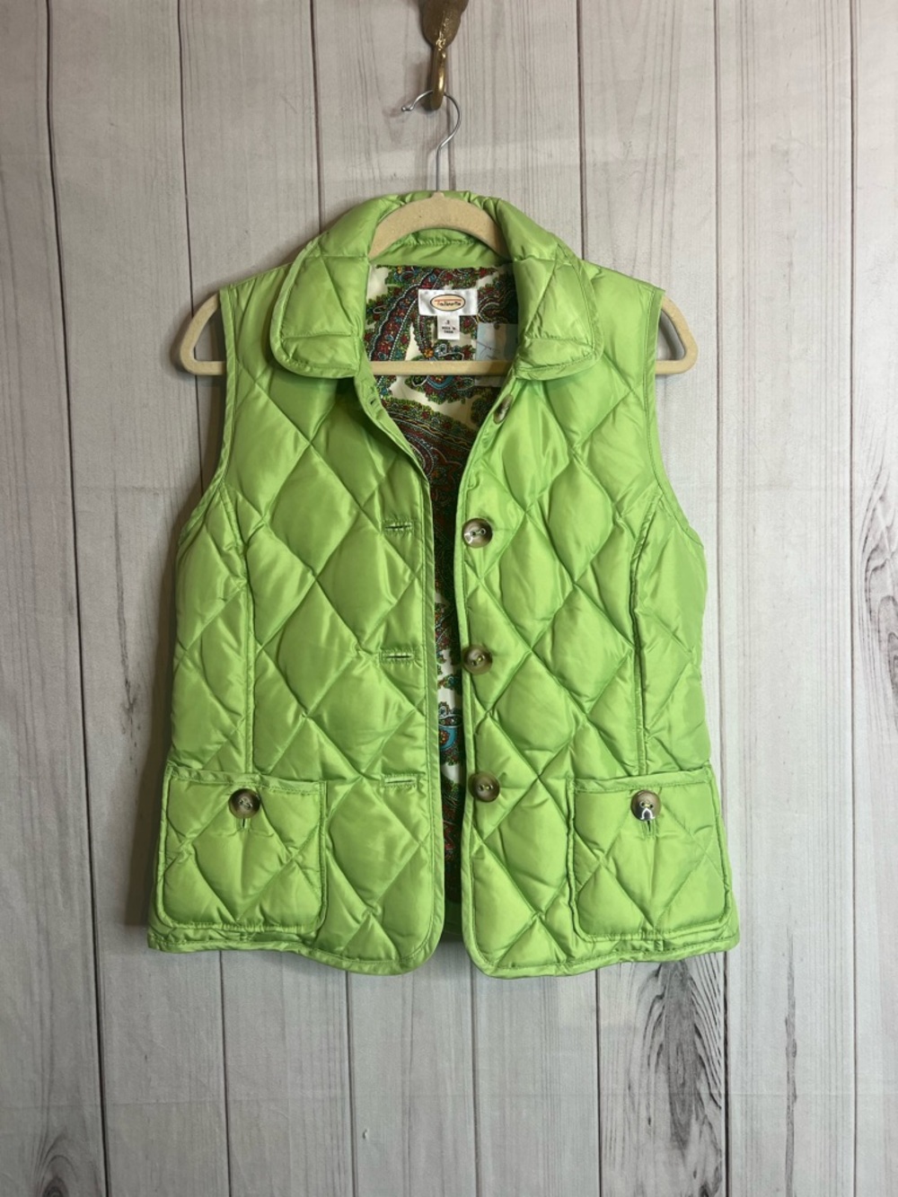 Talbots Lime Green Quilted Vest